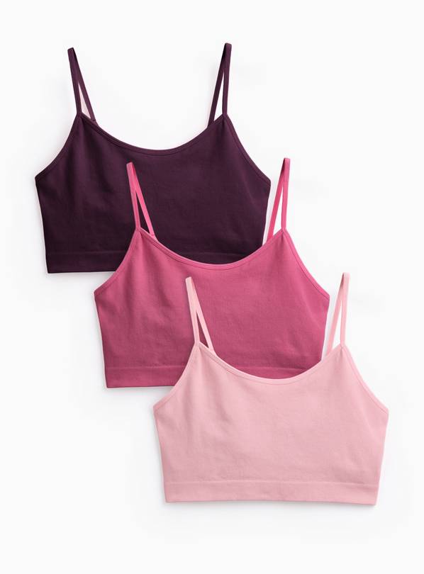 Pink Ribbed Crop Tops 3 Pack M